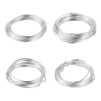 0.6-3.0mm Round Aluminum Wire Metal for DIY Bendable Bracelet Earrings Jewelry Making Findings 4 Rolls for DIY Jewelry Craft Making(Silver Color,0.6-1.2mm)