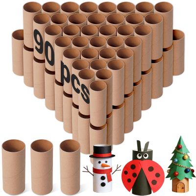 Czoynife 90Pack Brown Cardboard Tubes for Crafts, 1.38x3.98, Bulk Paper Rolls for Kids DIY, Classroom Art Supplies, Holiday Decor