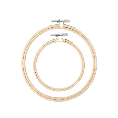 2 Pieces Embroidery Hoops 4 and 6 Inch Round Bamboo Cross Stitch Hoops Adjustable Frame for Embroidery Cross Stitch Art Craft Sewing and DIY Decoration