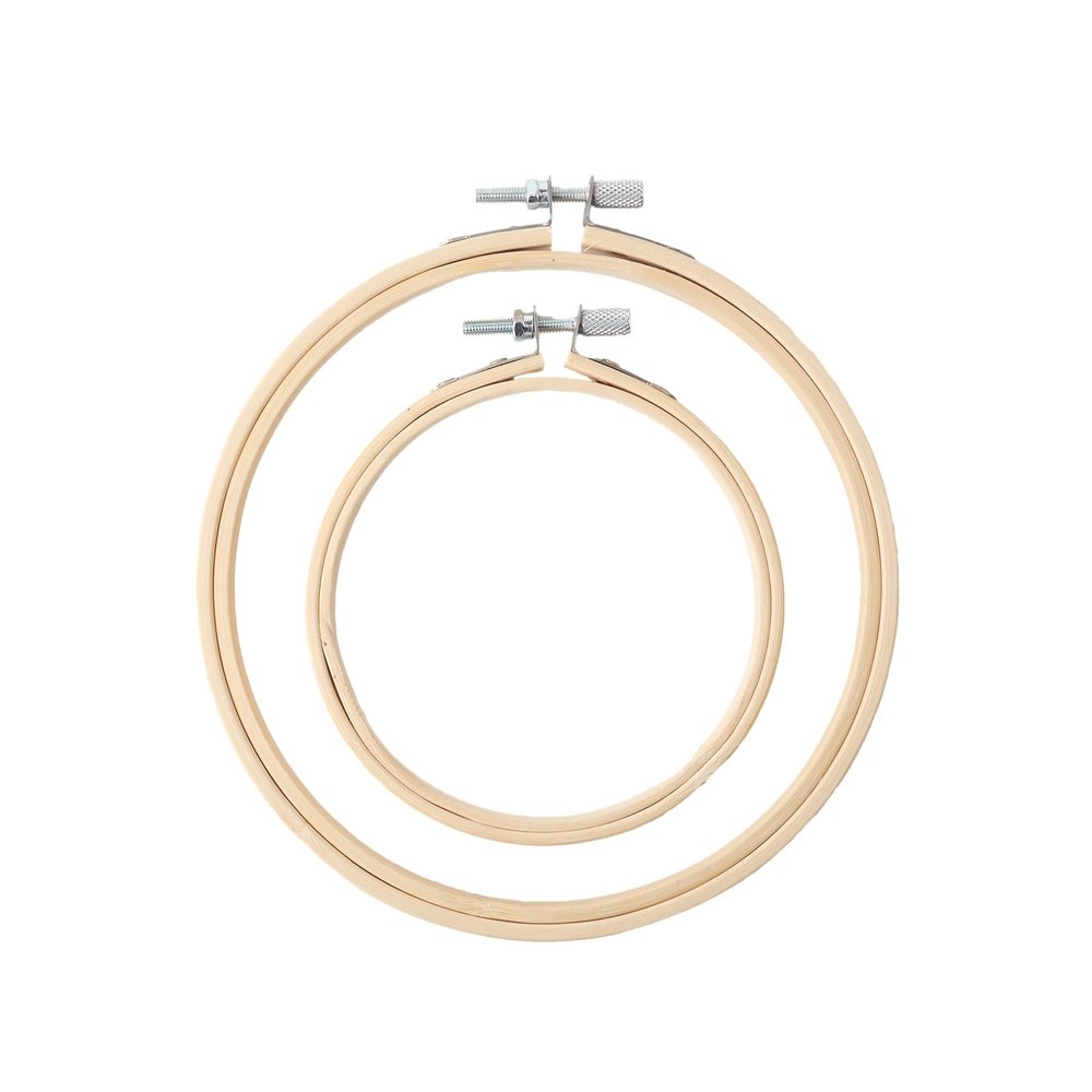 2 Pieces Embroidery Hoops 4 and 6 Inch Round Bamboo Cross Stitch Hoops Adjustable Frame for Embroidery Cross Stitch Art Craft Sewing and DIY Decoration