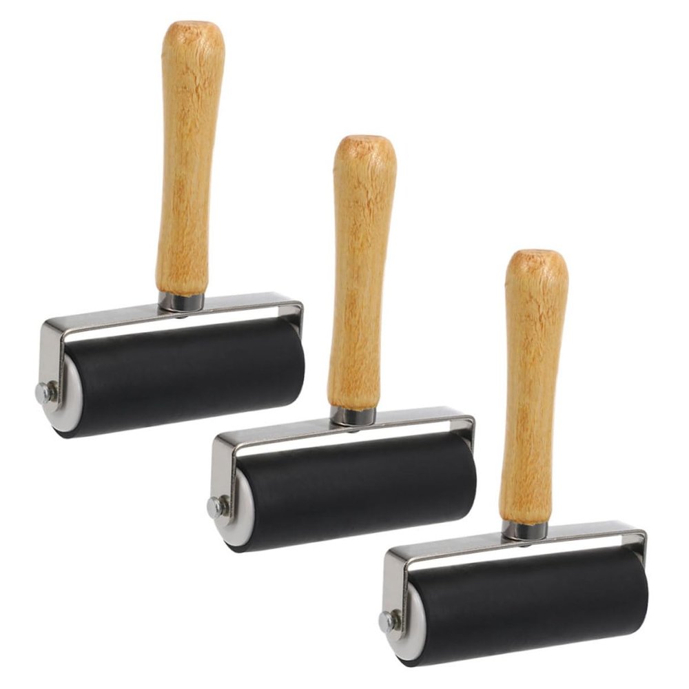 COHEALI 3pcs Printmaking Roller Professional Ink Applicator for DIY Craft Tools Painting Stamping Glue Application with Comfortable Handle Surface