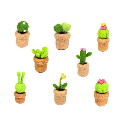 OSALADI 8pcs Cactus Needle Felt Kit Wool Felting Starter for DIY Mini Ornaments Home Decoration Handmade Craft Materials with Texture Suitable for Beginners