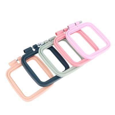 ABOOFAN 5Pcs Square Plastic Embroidery Hoops with Screws Needlework Frames for Cross Stitch Sewing DIY Craft and Wall Decoration Multi-Color