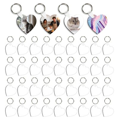 Epsubli 120 Pcs Sublimation Keychain Blanks Ornament bulk Double sided Heat Press Printing MDF Sublimation Blank keychain 40 pcs MDF blanks with 80 Fixing Clips and Key Rings (Heart)