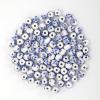 100PCS Handmade Porcelain Beads 10mm Blue Flower Ceramic Beads Round Spacer Loose Beads for Jewelry Making Earrings Necklaces Christmas Birthday Gifts view 2