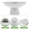 Kichvoe 1 Set Ceramic Flower Vase with Stainless Steel Flower Pin Holder, Japanese Style Floral Fixation Holder for Ikebana Arrangement, White Footed Vase view 3