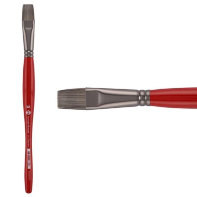 Borciani e Bonazzi Unico Silver Synthetic Series 811 Paint Brush, Flat 18 - Medium Handle Paintbrush Handcrafted in Italy, Cruelty-Free, Acrylic, Oil, Watercolor