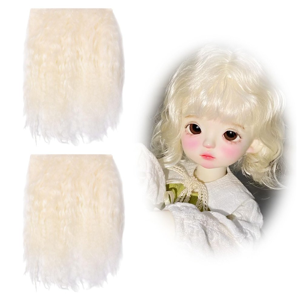 CONCHLERY 2 Pcs Doll Hair Wefts DIY Wool Figurine Hair for Making Doll Hair and Figurine Wigs, for DIY Craft Making, Light Golden