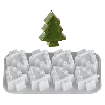 Christmas Tree Candle Moulds,1PC 8 Cavity Christmas Candle Moulds for Candle Making,Chocolate Candy Cake Muffin Jelly Baking Mold Soap Mould for Home Party Decoration DIY Crafts (Xmas Tree)