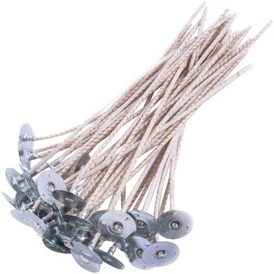Braided Soy Candle Wicks | 50 Eco Pre-Tabbed Cotton & Paper Wicks 6 Inch | Clean Burning DIY Candle Making Supplies