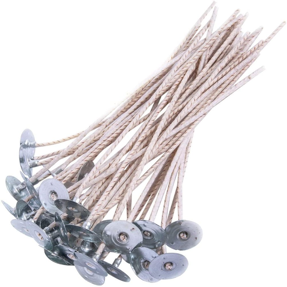 Braided Soy Candle Wicks | 50 Eco Pre-Tabbed Cotton & Paper Wicks 6 Inch | Clean Burning DIY Candle Making Supplies