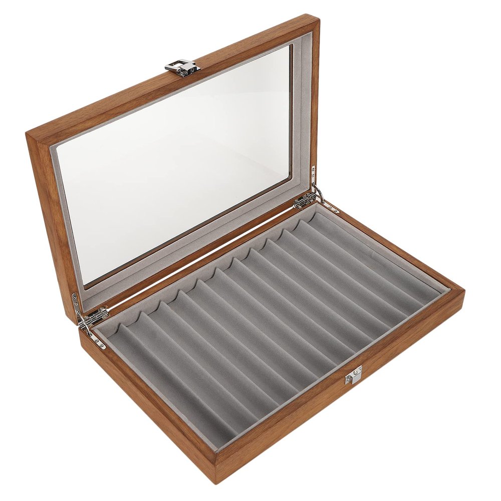 CHICIRIS Retro Design Walnut Wood Fountain Pen Display Case Organizer for 12 Pens Longlasting Brightness Great Colleague Husband Exhibition