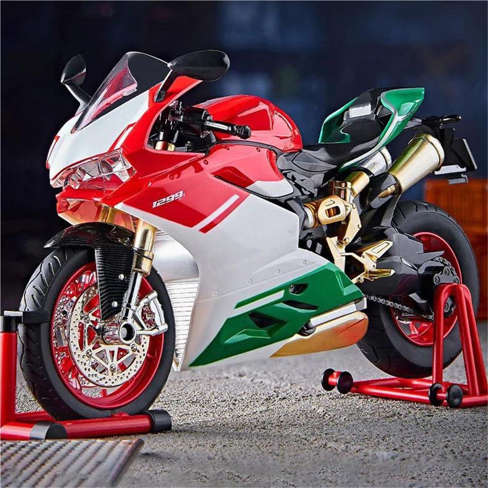 MAKUTU Scale Motorcycle Model 1:9 Die-Casting Motorcycle Model Alloy Collection Hobby Sound Light Gift Off-Road for Ducati 1199 Panigale