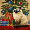DIY Latch Hook Rug Kit Balinese Cat and Christmas Scene Easy for Beginners Crochet Yarn Hook and Latch Tapestry Mat Cushion Craft Set for Home Decor 38x52cm view 1