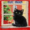 DIY Latch Hook Rug Kit Black Cat Back Sit on Window Look Outside Christmas Easy for Beginners Crochet Yarn Hook and Latch Tapestry Mat Cushion Craft Set for Home Decor 38x52cm-2 view 1