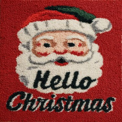 DIY Latch Hook Rug Kit Christmas Santa and Textchristmas Easy for Beginners Crochet Yarn Hook and Latch Tapestry Mat Cushion Craft Set for Home Decor 38x52cm-1