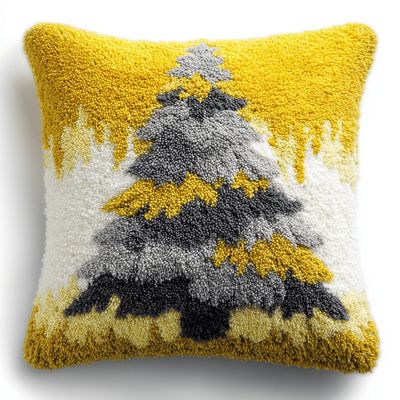 Amcdjkery Latch Hook Kits Pillow Christmas Crochet Yarn Cushion Colour Pre-Printed Canvas Rug Needlework DIY Pillowcase Hook and Latch Kit Christmas Home Arts Crafts Sofa Decoration 43x43cm -9