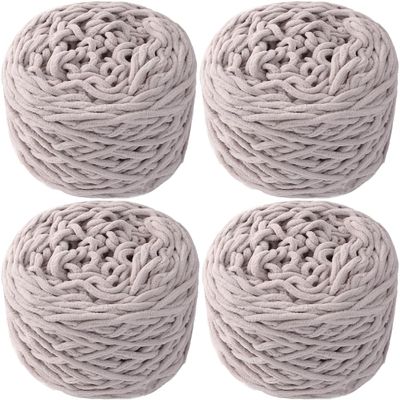 4 Pack/25 oz Soft Warm Chenille Yarn for Crocheting Scarf Blanket Hat Bag Thick Fluffy Yarns for Knitting (Rice Gray)