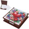 FRANDEK Wooden DIY Diamond Art Memo Note Box with 160 Sticky Notes, Flowers and Hearts Diamond Painting Kit, Crystal Sticky Note Holder for Home Office Desk Decor, Handmade Gift for Craft Lovers view 1