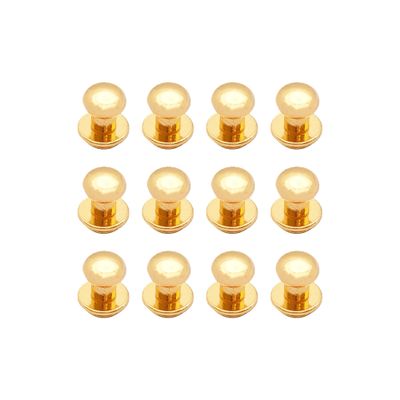 bskkw 12PCS Gold Chicago Button Studs 8mm Round Head, Leather Screws Rivets for Belt Wallet Bag DIY Craft, Slotted Post Fasteners