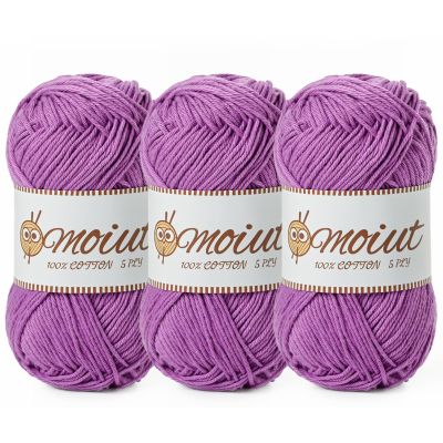 3 Pack Cotton Yarn for Crocheting, Baby Yarn for Crocheting Soft, 393yds / 5.29oz Fluffy Amigurumi Crochet Yarn, 5 Ply 100% Milk Cotton Yarn for PuzzleSocksClothes(3 Deep Purple)