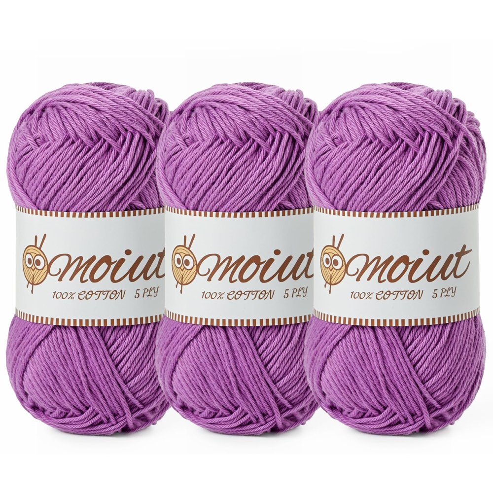 3 Pack Cotton Yarn for Crocheting, Baby Yarn for Crocheting Soft, 393yds / 5.29oz Fluffy Amigurumi Crochet Yarn, 5 Ply 100% Milk Cotton Yarn for PuzzleSocksClothes(3 Deep Purple)