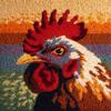 DIY Latch Hook Rug Kit Hen Portrait and Sunset Easy for Beginners Crochet Yarn Hook and Latch Tapestry Mat Cushion Craft Set for Home Decor 38x52cm-2 view 1