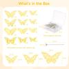 Decorations of Wedding Corsages, 148 Pcs, 48 Pcs 3D Gold Butterfly Wall Decals and 100 Pcs Bouquet Corsages Pins Including, Floral Arrangements Accessories for Wedding, Party view 3