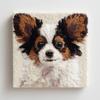 DIY Punch Needle Kits Cute Papillon Dog Puppy Dog Portrait Square Framed Pre-Printed Embroidery Starter Set Stress Relief Craft Hobby and Home Decor 20x20cm-1 view 1