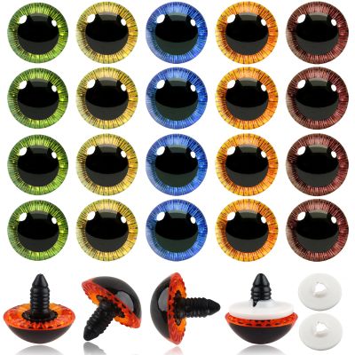 TOAOB 20pcs 28mm Safety Eyes for Amigurumis Colored Plastic Craft Crochet Eyes with Washers for DIY Plush Stuffed Animals Doll Making