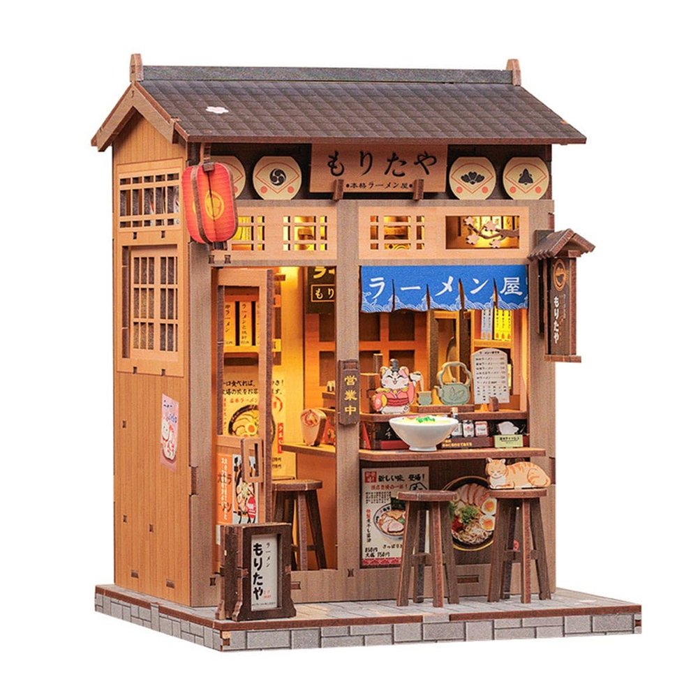 Mrtybxkety Japanese Ramen Shop House Model Kit, Miniature DIY Model, Handcrafted Assembly for Desktop Display, Diorama Scenes, Hobby Collectors, Creative Gift for Adules & Teens (240PCS)