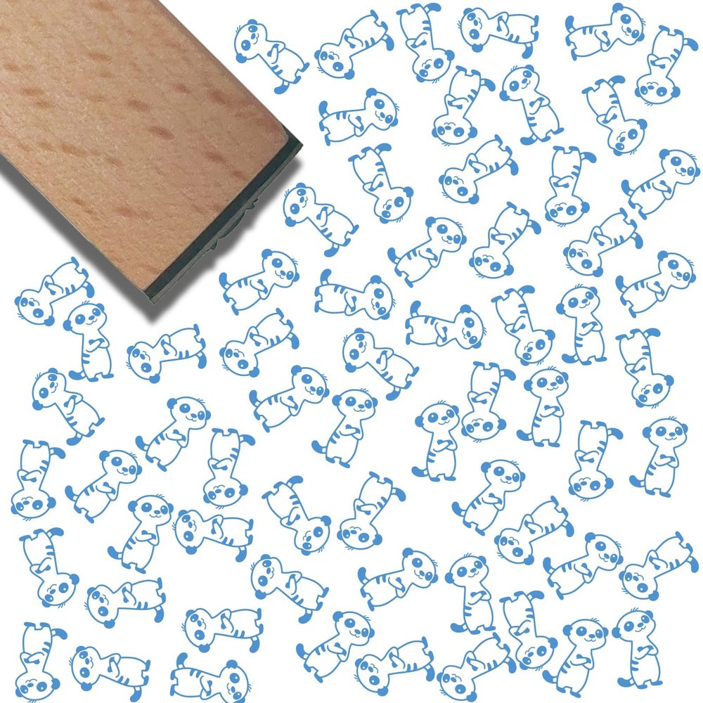 CRASPIRE Mini Wooden Rubber Stamp 3/5 Inch Fennec Fox Animal Cute Pattern Small Wood Stamps Vintage Reusable for DIY Craft Card Scrapbooking Journaling Albums Cards Making Planner Envelope