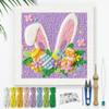 Doodlream Easter Bunny Ears Egg DIY Punch Needle Embroidery Kit for Adult Beginner, 9.4" Floral Rabbit Ears Punch Stitching Craft Set for Starter with Frame,Fabric Pattern,Threader, Yarn, Pinch Needle view 1