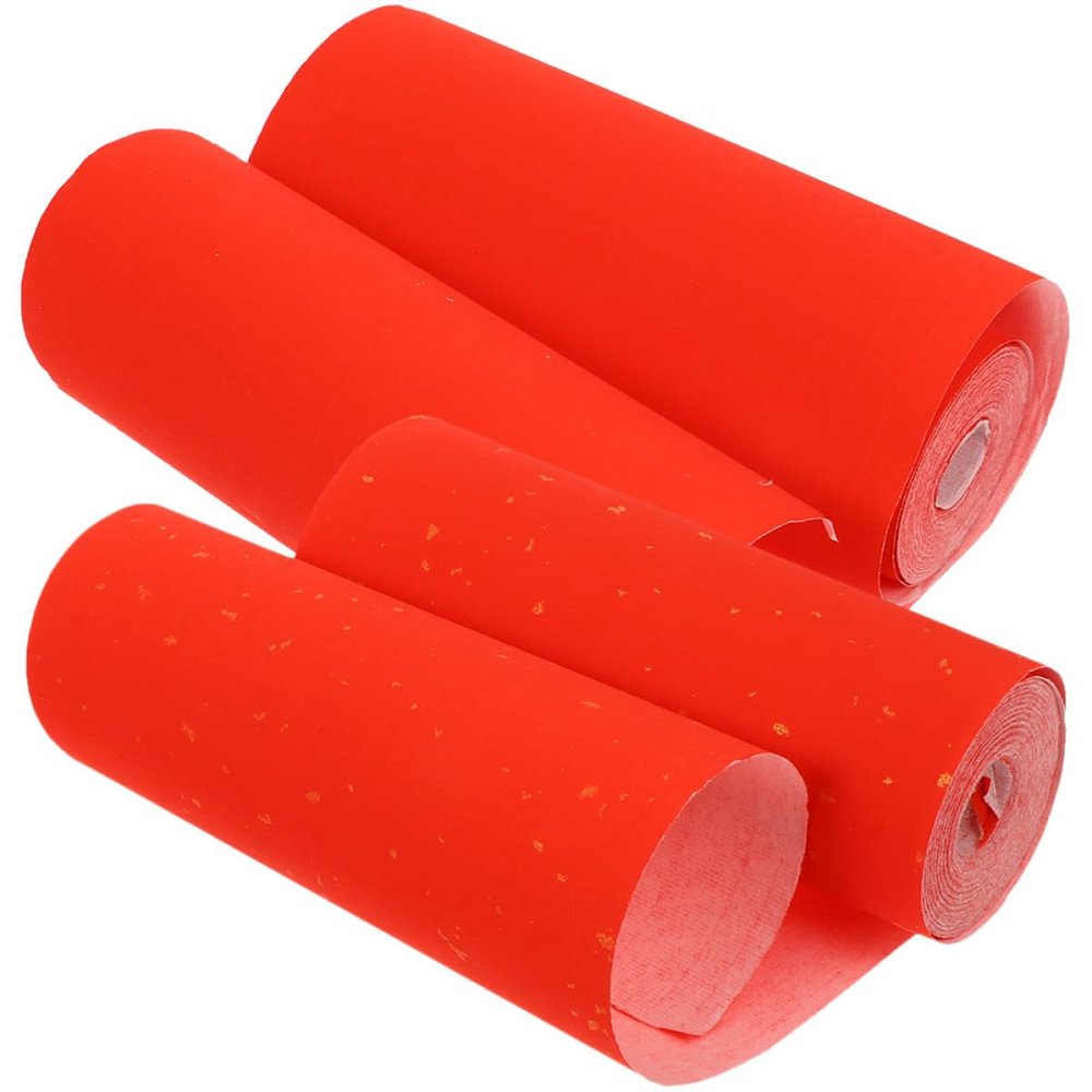 VILLCASE 2 Rolls Thick Red Xuan Paper Wide Blank Chinese Couplets Scrolls for Spring Festival Calligraphy Painting Smooth Surface Red Rice Paper for Year Decorations and Writing Wishes
