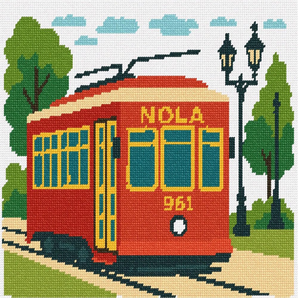 Pepita Needlepoint kit: Nola Street Car, 12" x 10"