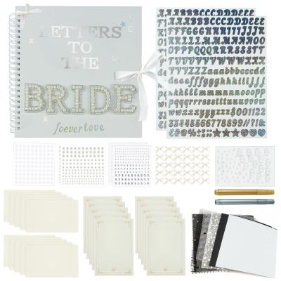 FestiVex Letters to The Bride Scrapbook Wedding Memory Book with 20 Textured Pages 10 Letter and Envelope Sets and Matching DIY Stickers and Decorations Bridal Shower Guest Book Alternative for Bride