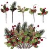 CAKEEYUM 30Pcs Christmas Picks Red Berries Pine Cones Evergreen Christmas Wreath Artificial Craft Supplies Ornaments for Birthday Wedding Table Centerpiece Picks Tree Christm view 1