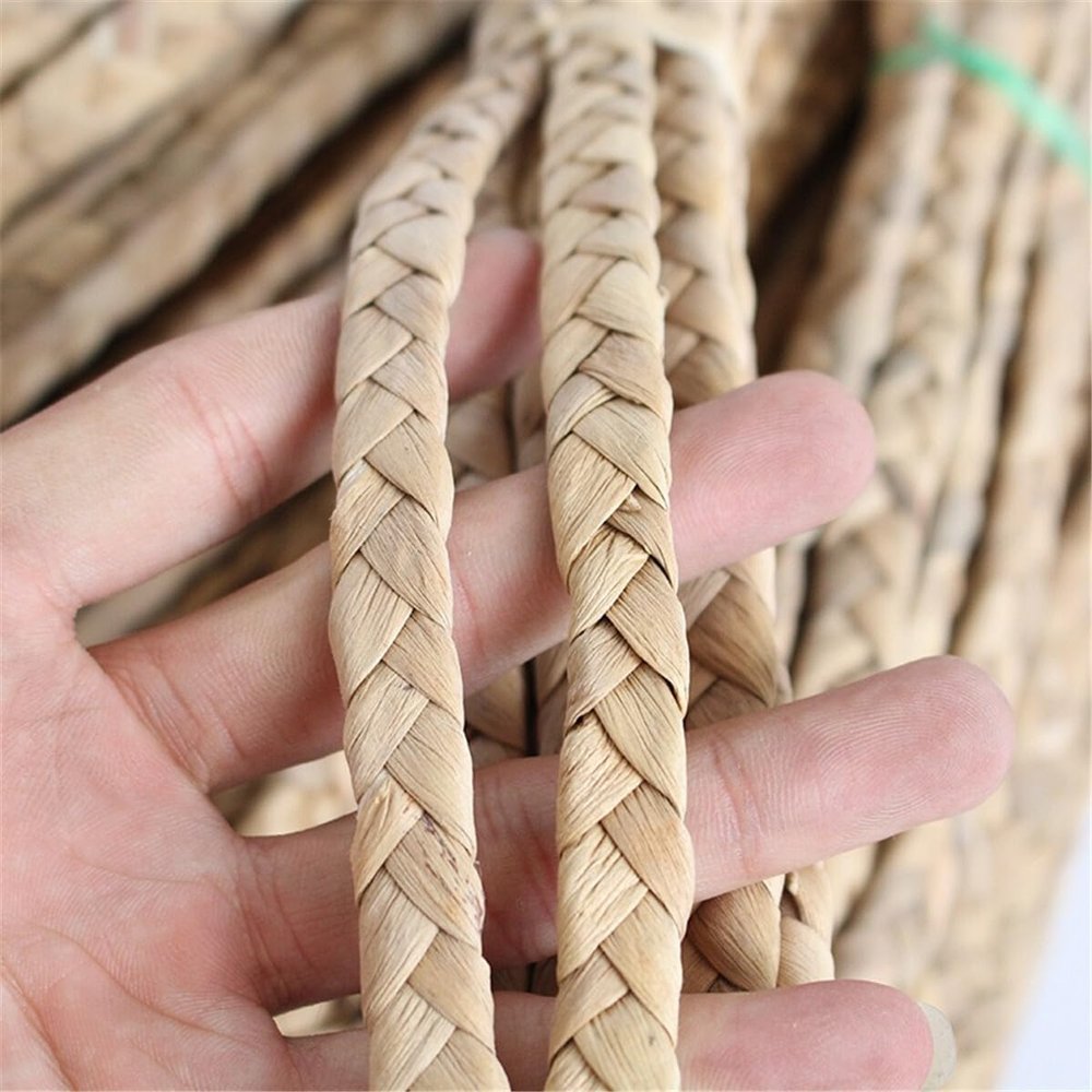 FYJDI 98.4 Feet 3 Strand Corn Husk Leaf Braid Rope 0.39 Inch Width Braid Straw Rope Handwoven Natural Straw Braiding Trim Material for Hat, Basket Making, DIY Craft Accessories