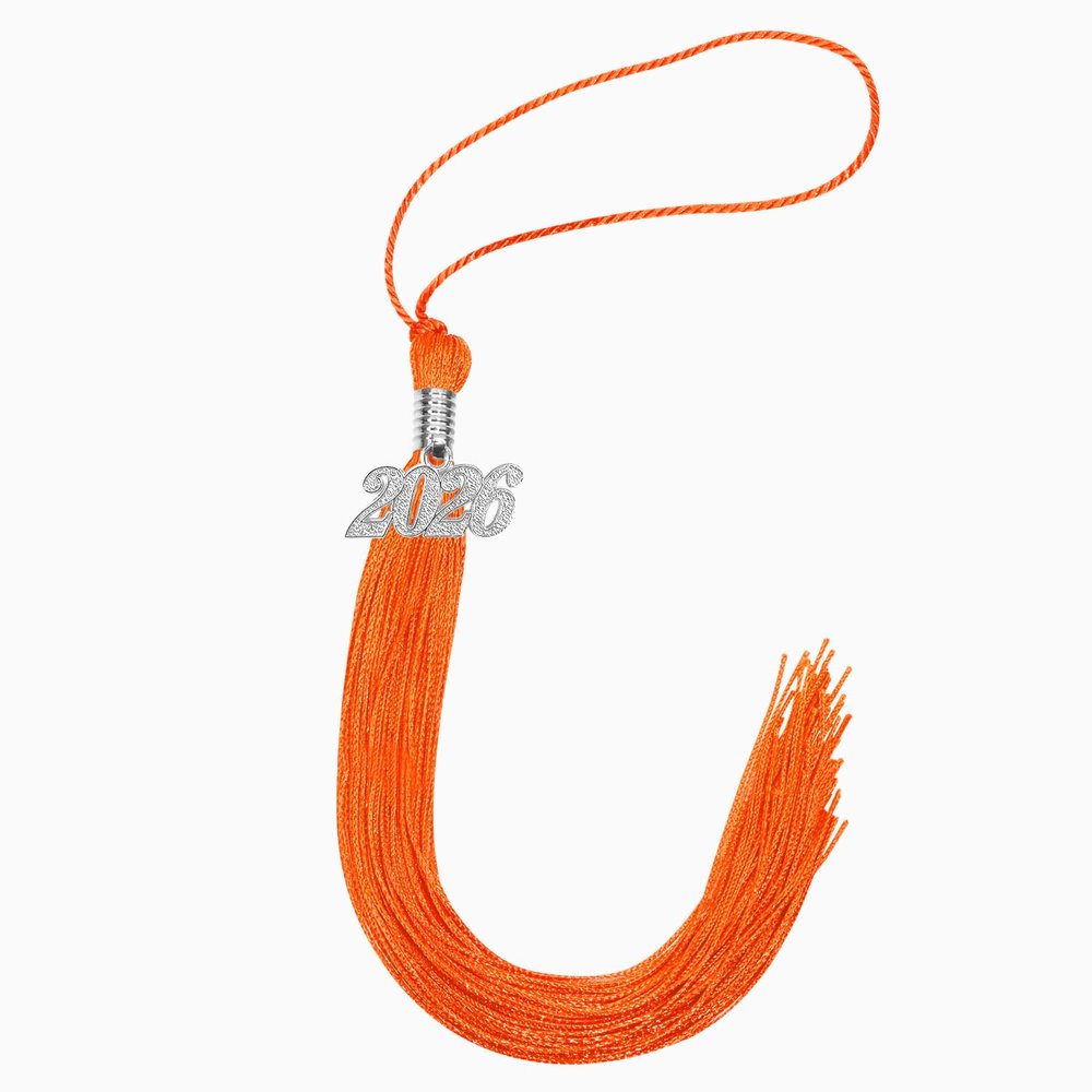 PPhtony 2026 Graduation Tassel Grad Cap Decoration Tassel with 2026 Year Charm for College High School Graduates Graduation Ceremonies Party Gifts (Orange-Silver)