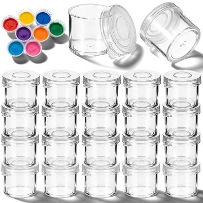 20PCS 10ml Empty Paint Pots, Clear Paint Cups with Lids, Plastic Small Containers with Lids for DIY Craft, Painting, Nail Art, Beads Classrooms, Schools and Art Festivals
