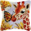 Giraffe and Butterfly Latch Hook Pillow Kits Pillow Cover Pattern Printed Canvas Knitted Hooking Pillowcase Cushion with Zipper Crafts Crochet Home Decor DIY Kits 17x17 inch(s-190) view 1