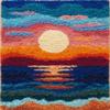 DIY Latch Hook Rug Kit Sunrise Over Sea Easy for Beginners Crochet Yarn Hook and Latch Tapestry Mat Cushion Craft Set for Home Decor 38x52cm-4 view 1