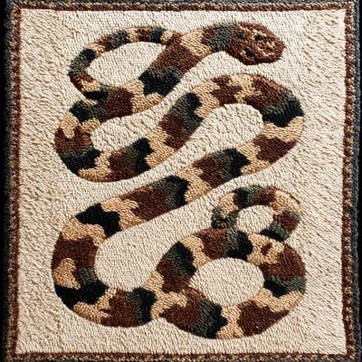 DIY Latch Hook Rug Kit Snake Easy for Beginners Crochet Yarn Hook and Latch Tapestry Mat Cushion Craft Set for Home Decor 38x52cm