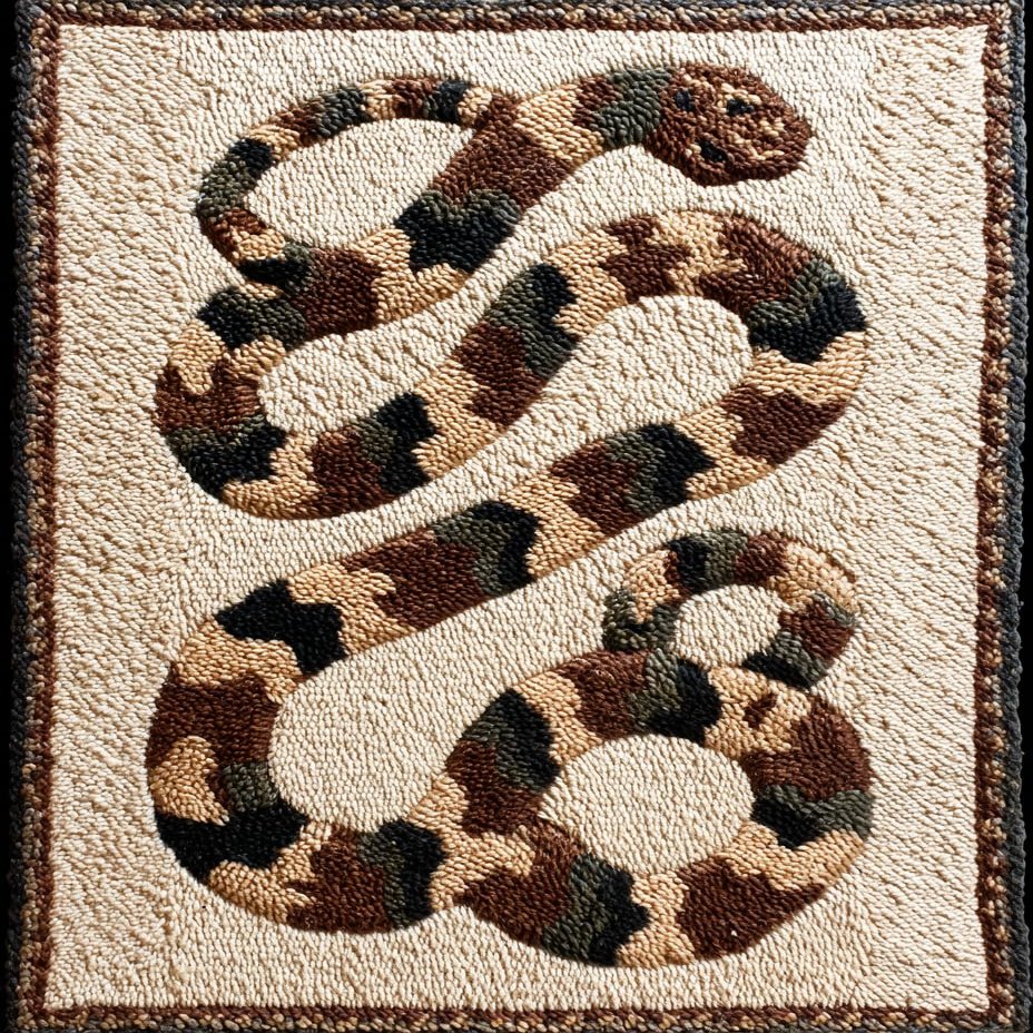 DIY Latch Hook Rug Kit Snake Easy for Beginners Crochet Yarn Hook and Latch Tapestry Mat Cushion Craft Set for Home Decor 38x52cm