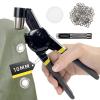 Hand Press Plier Snap Button Fastener, Portable Handheld Metal Press Snaps Fastener Tool with 500 Sets Eyelet Supplies, 10mm Punching Diameter for Fabric, Banners, Belts view 3