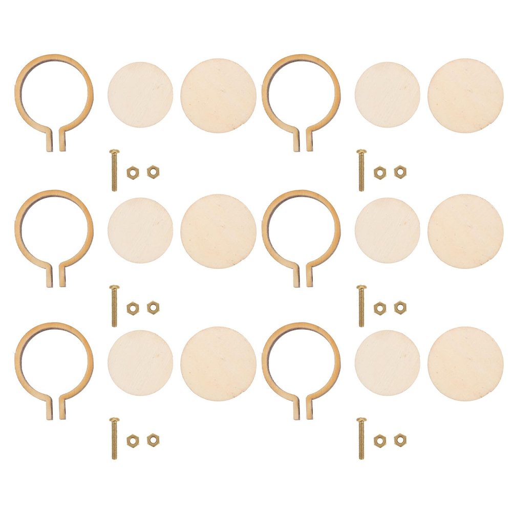 MUELODSIC 20 Sets Mini Wooden Embroidery Hoops DIY Decorative Pendant Charms for Necklace Crafting Jewelry Making Materials