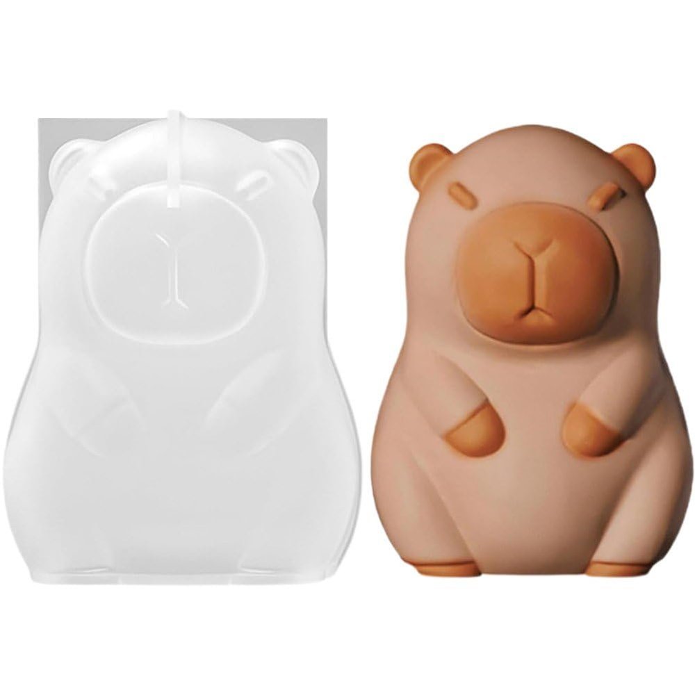 hzzsbu Capybara Silicone Molds, 3D Candle Mold Non-Stick Reusable Silicone Animal Mould for Making Ice Cream Cake Ice Block Soap Craft