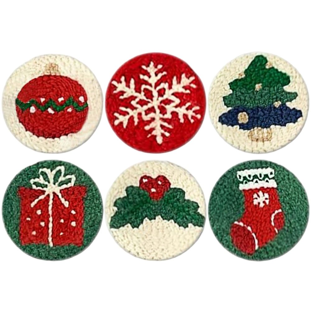 Lawnrden Punch Needle Kit for Beginners|Christmas Punch Needle Coaster Kit, Xmas Design Embroidery with Tools for Adult Beginner DIY Craft Supplies