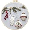 FRANDEK Holly Bauble Stamped Cross Stitch Embroidery Kit 25 * 25cm, Pre-Printed Cotton Fabric with Bamboo Hoop, Threads & Needles, Complete Needlepoint Set for Craft Lovers, Elegant Handmade Gift view 1