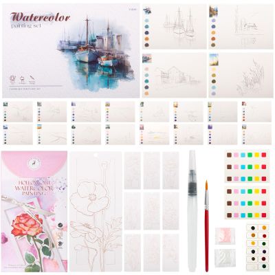Breathly Watercolor Kit, 2Pcs Watercolor Workbook for Adults & Beginners, 2026 New Paint Art Books Painting Kit, Watercolor Coloring Book, Art Therapy Kits, Creative Stress Relief Kit
